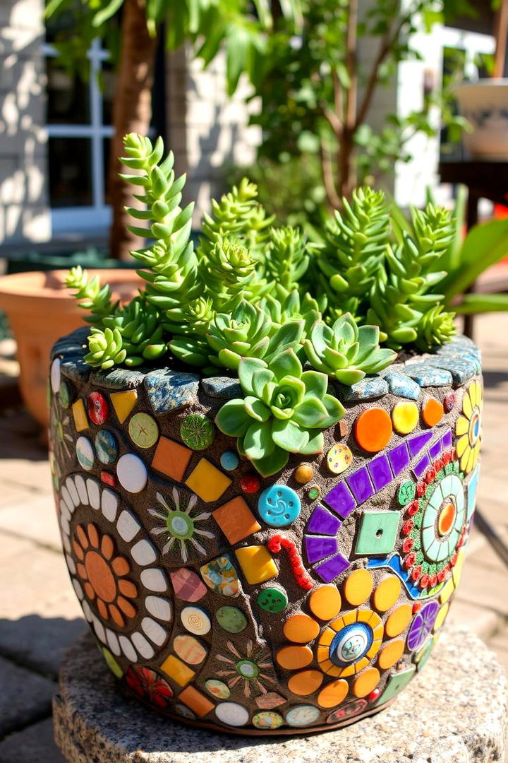 Artistic Mosaic Planters - 22 Outdoor Succulent Container Ideas