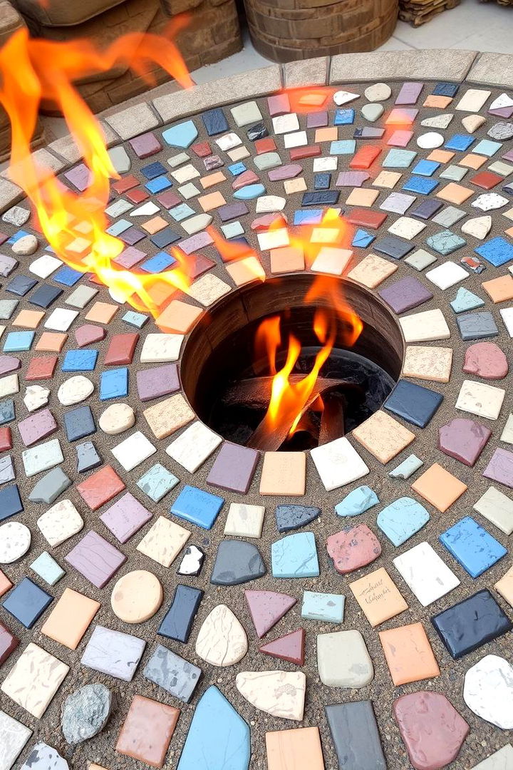 Artistic Mosaic Rock Fire Pit - 22 Rock Fire Pit Ideas