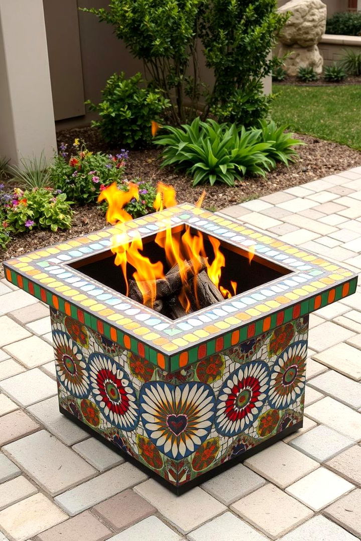 Artistic Mosaic Square Fire Pit - 22 Square Fire Pit Ideas