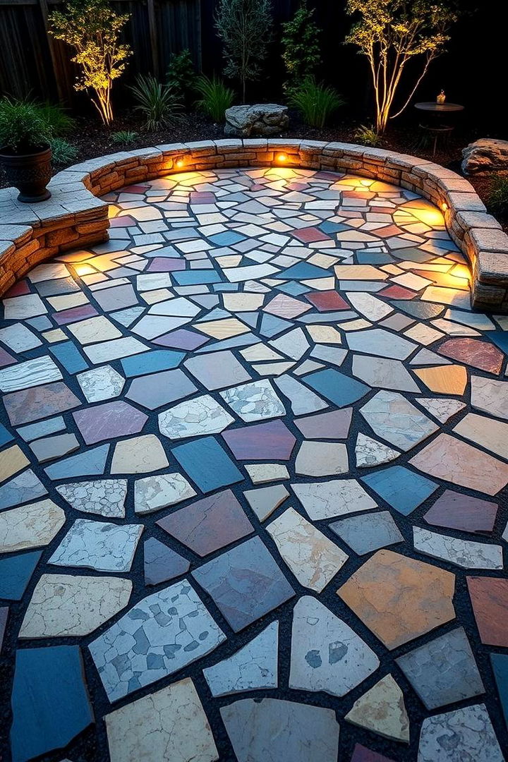 Artistic Mosaic Stone Patio - 22 Stone Patio Ideas