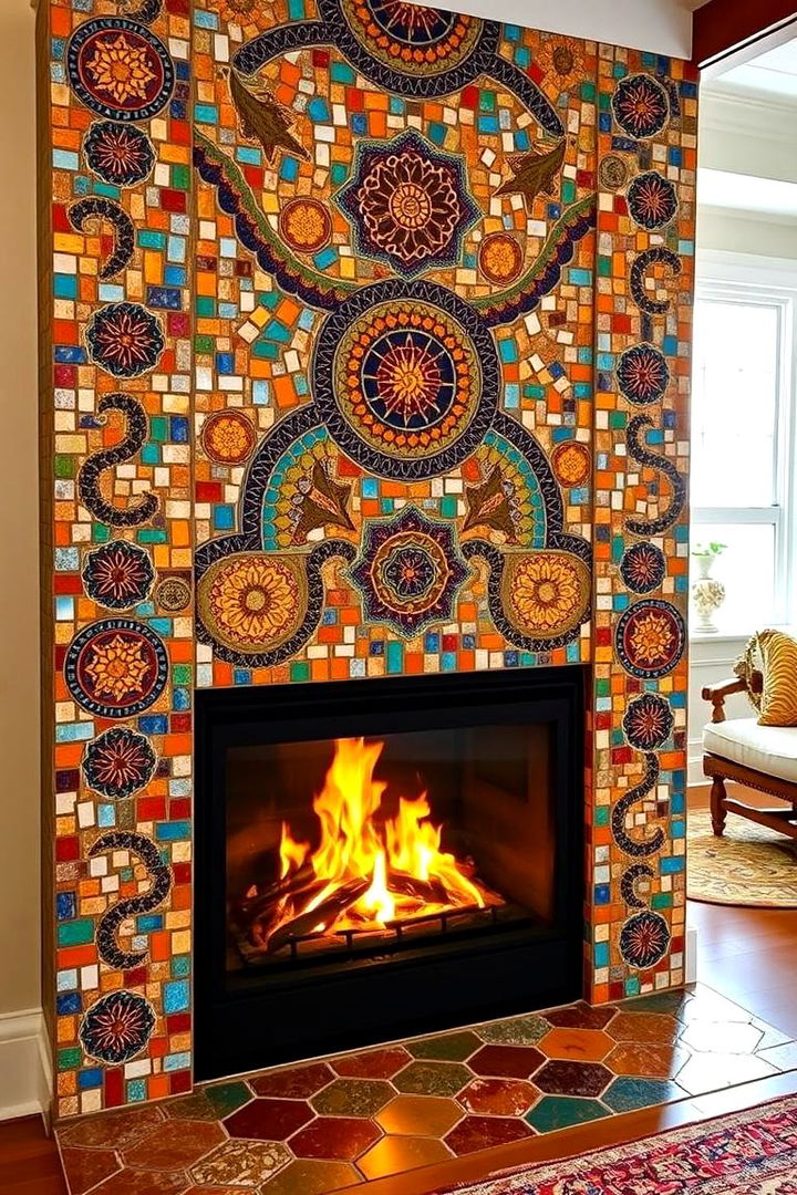 Artistic Mosaic Surrounds - 22 Gas Fireplace Ideas