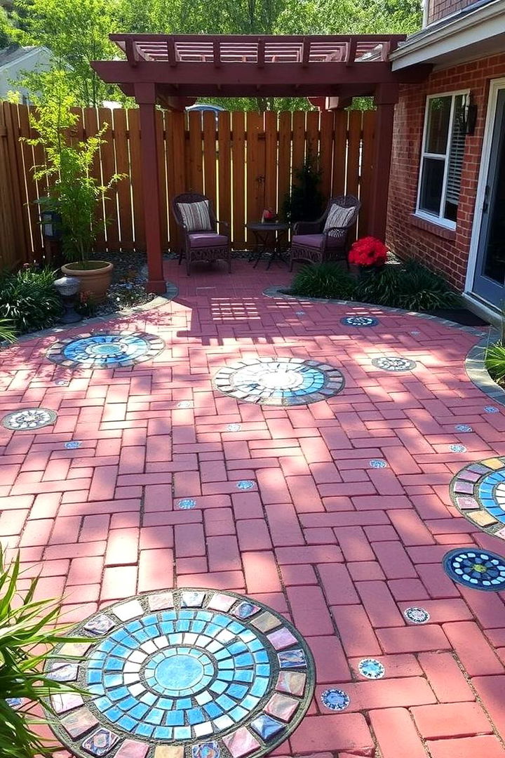 Artistic Mosaic Touch - 22 Red Paver Patio Ideas