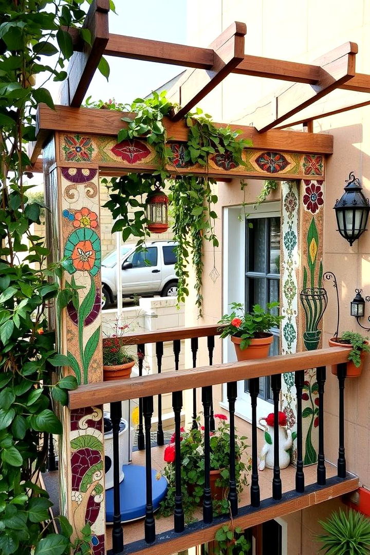 Artistic Mosaic Trellis - 22 Balcony Trellis Ideas