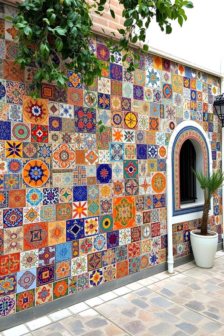 Artistic Mosaic Wall Features - 22 Spanish Courtyard Ideas