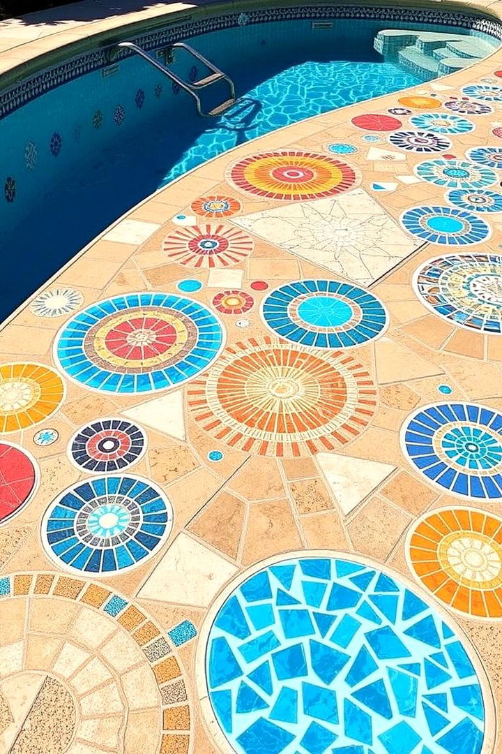 Artistic Mosaics in Concrete - 22 Concrete Pool Deck Ideas