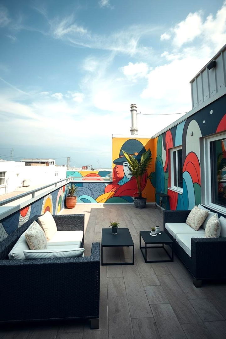 Artistic Mural Backdrop - 22 Rooftop Deck Ideas