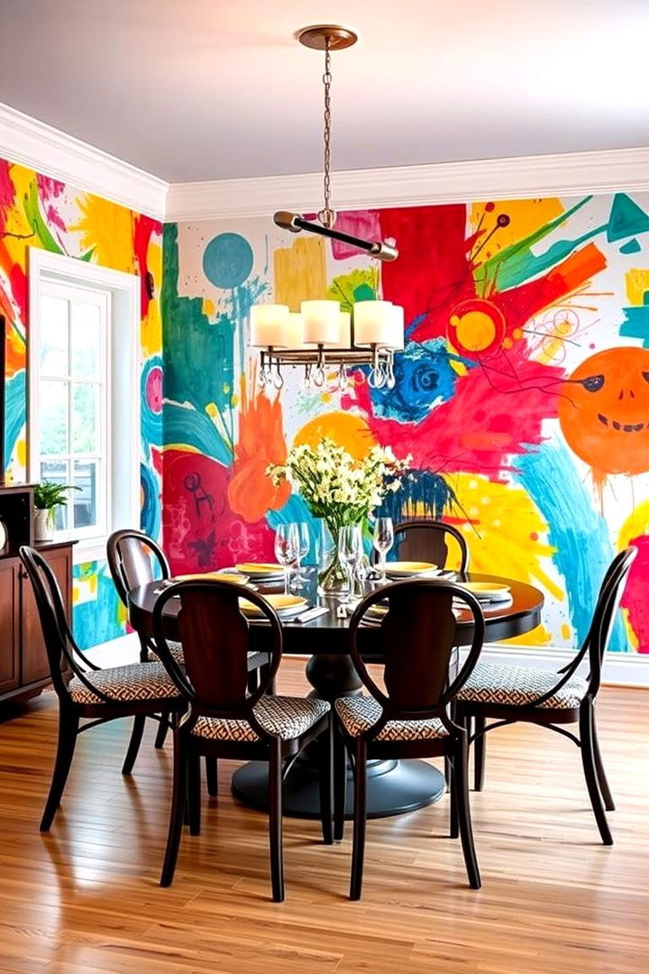Artistic Mural Display - 22 Dining Room Accent Wall Ideas