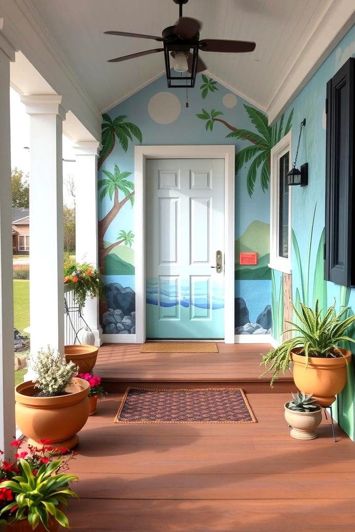 Artistic Mural Walls - 22 Mobile Home Porch Ideas