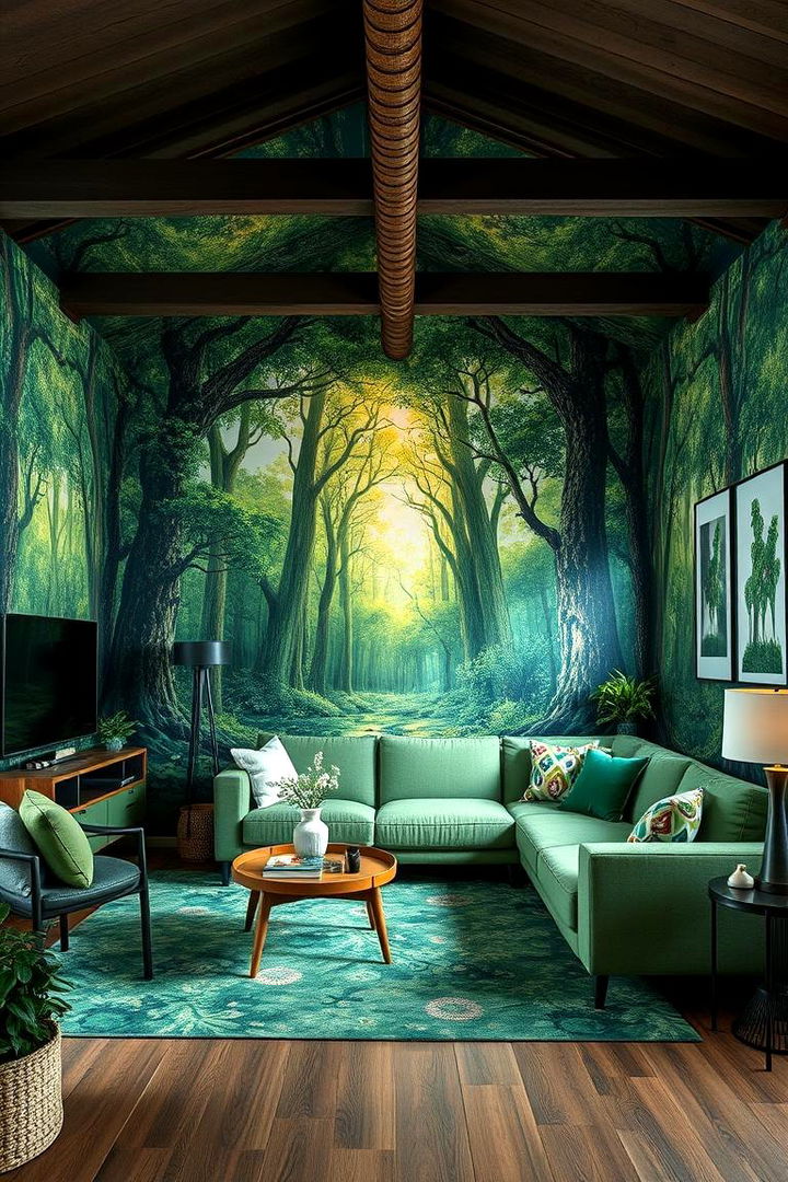 Artistic Murals and Prints - 22 Forest Green Living Room Ideas