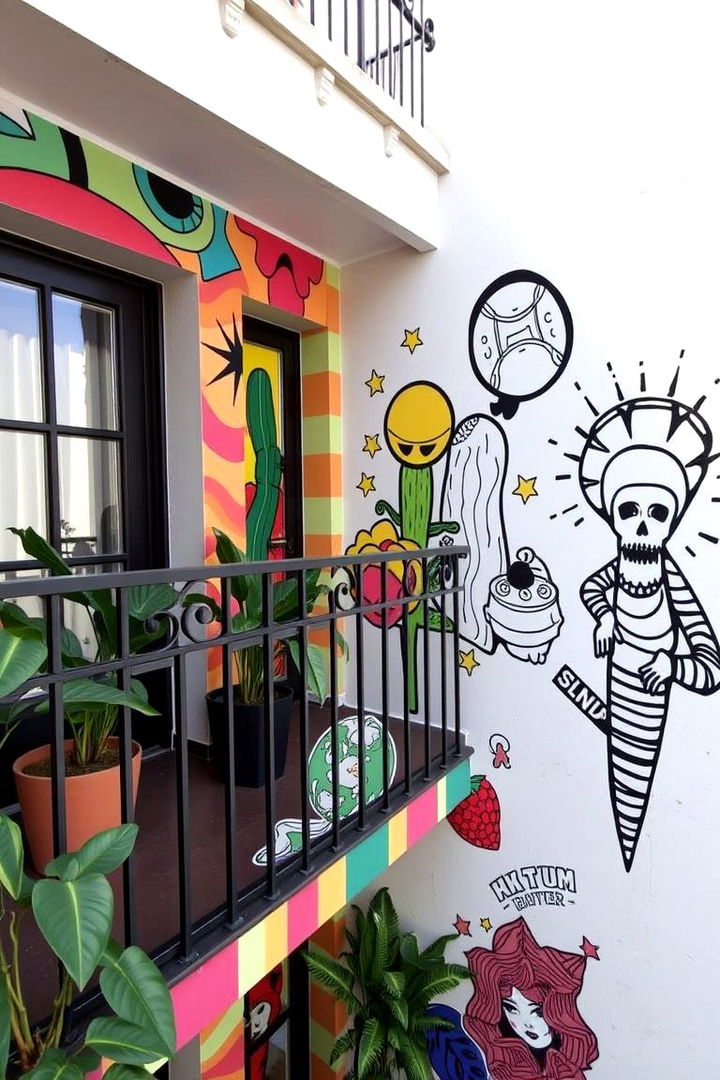 Artistic Murals and Wall Decals - 22 Balcony Privacy Ideas