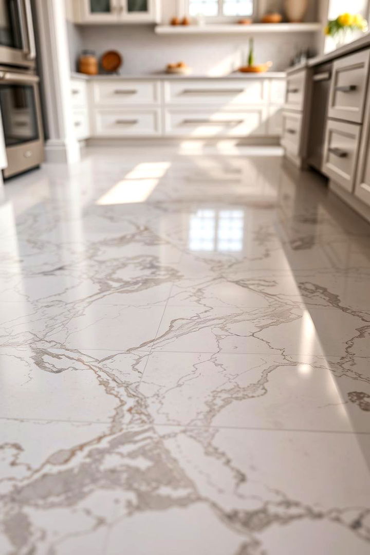 Artistic Natural Veins - 22 Marble Kitchen Floor Ideas