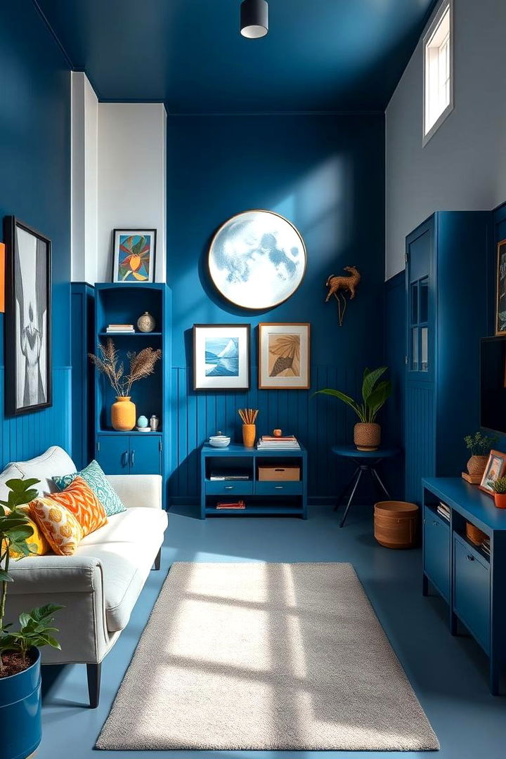Artistic Navy Blue Accents - 22 Navy Blue Bedroom Ideas