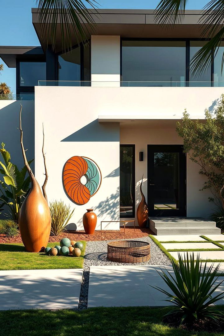Artistic Outdoor Features as Focal Points - 22 Mid-Century Modern Exterior Home Ideas