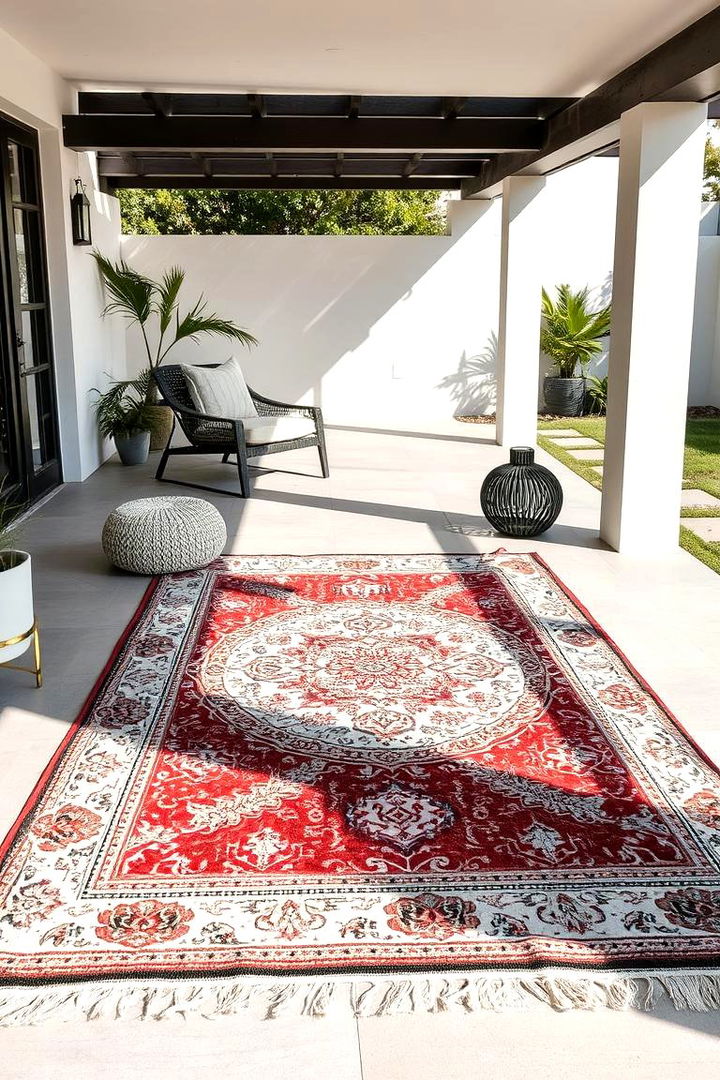 Artistic Outdoor Rugs - 22 Small Patio Ideas
