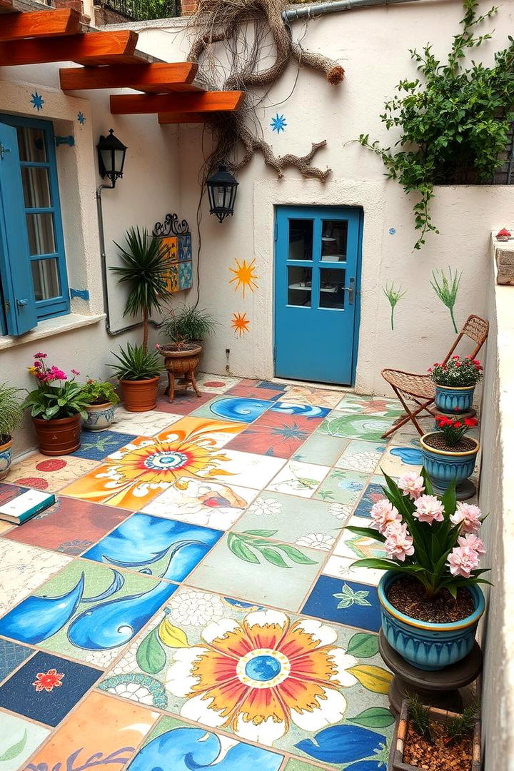 Artistic Painted Designs - 22 patio tile ideas