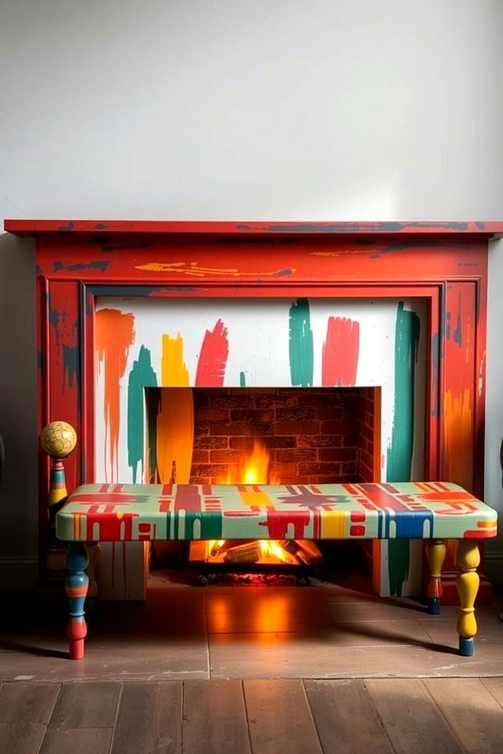 Artistic Painted Fireplace Bench Designs - 22 Fireplace Bench Ideas