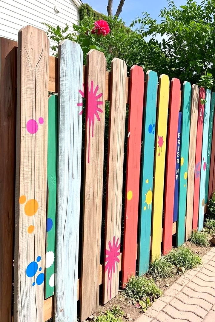Artistic Painted Pallet Fence - 22 Pallet Fence Ideas