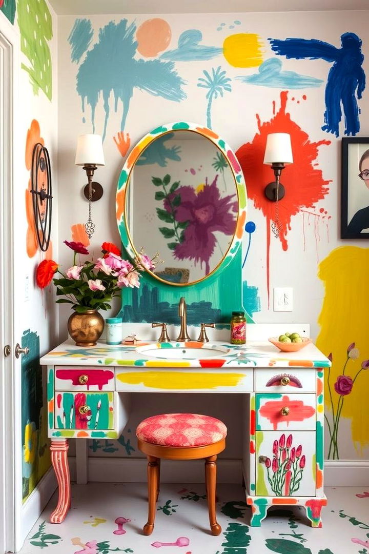 Artistic Painted Vanity - 22 Bedroom Vanity Ideas