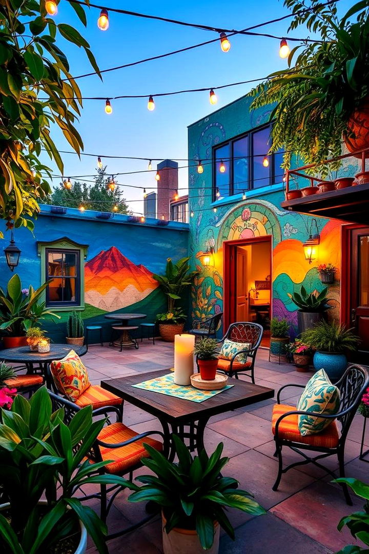 Artistic Patio with Murals - 22 Patio Enclosure Ideas