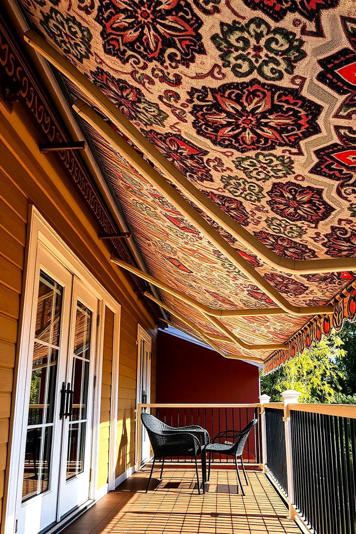 Artistic Patterned Awning - 22 Deck Awning Ideas