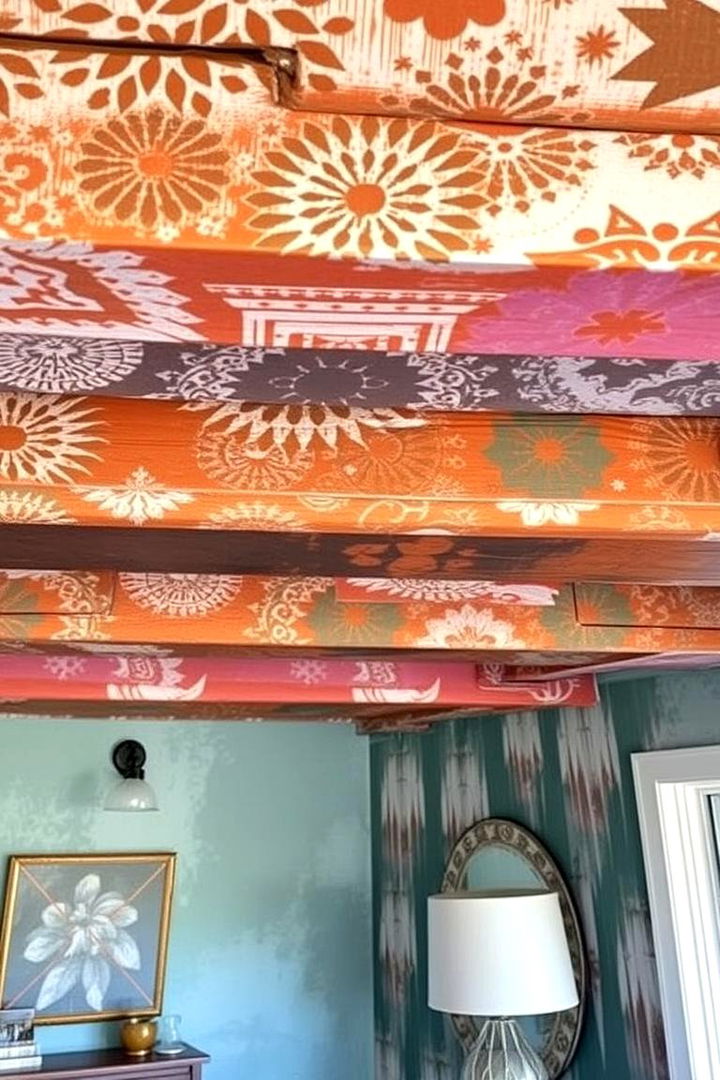 Artistic Patterned Overlays - 22 Decorative Ceiling Beam Ideas