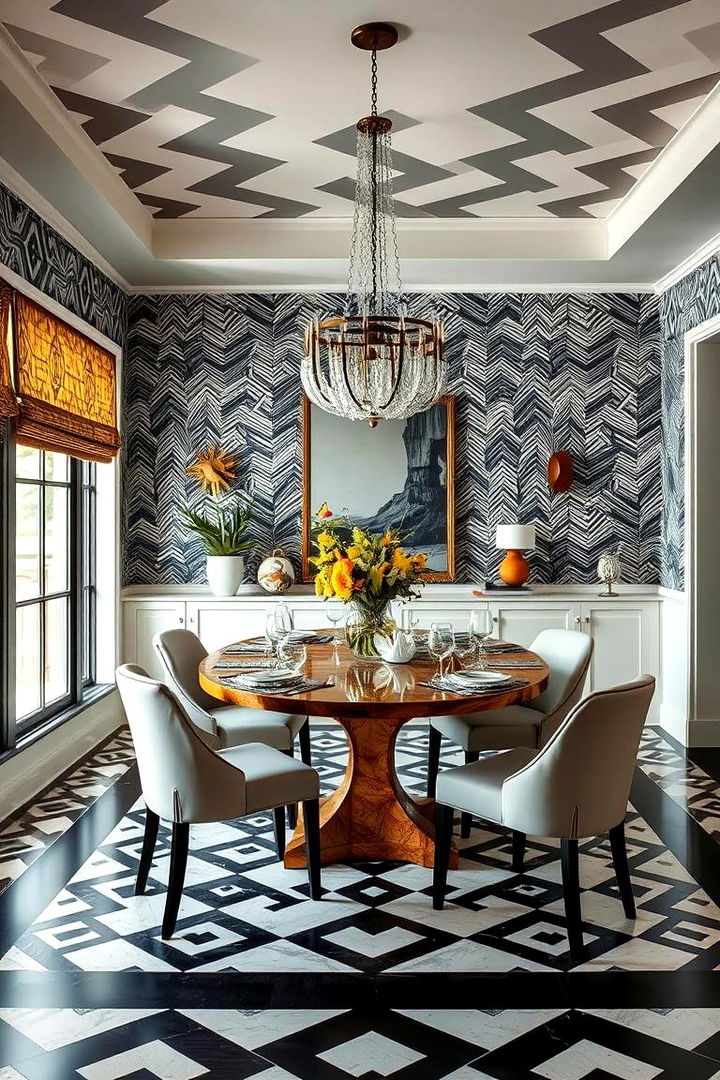 Artistic Patterned Shiplap - 22 Shiplap Dining Room Wall Ideas