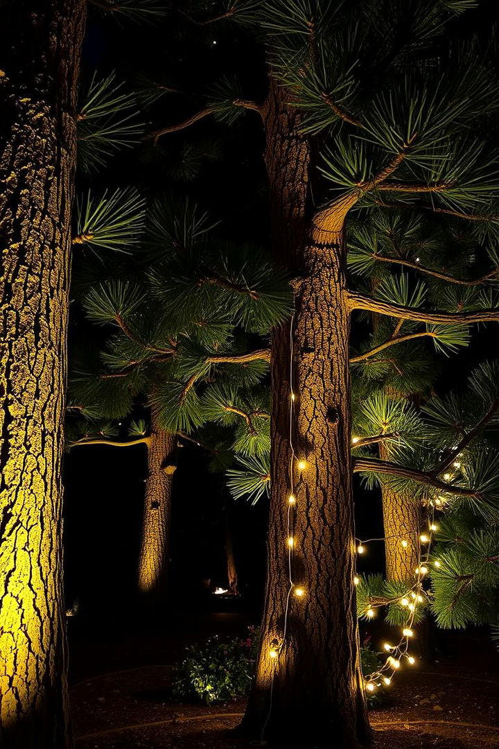 Artistic Pine Lighting Design - 22 Pine Tree Landscape Ideas