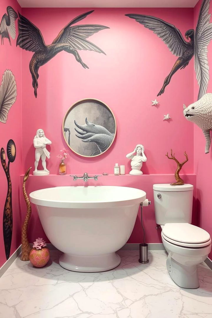 Artistic Pink Bathroom Accents - 22 Pink Bathroom Ideas