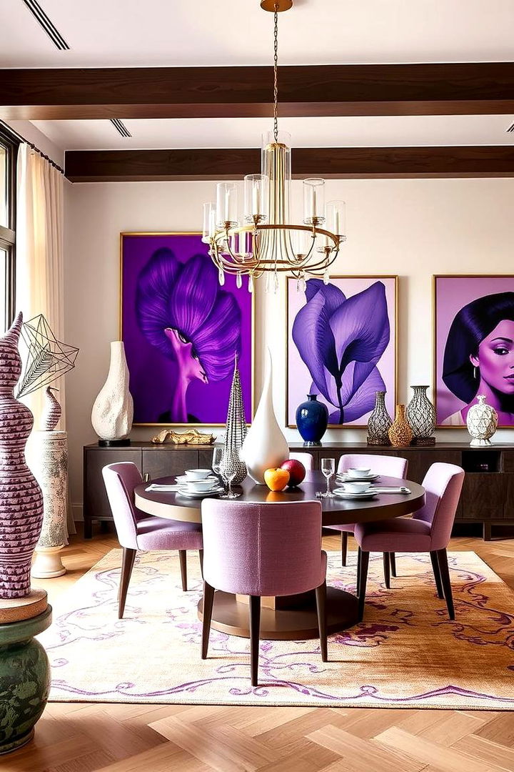 Artistic Purple Displays - 22 Purple Dining Room Ideas