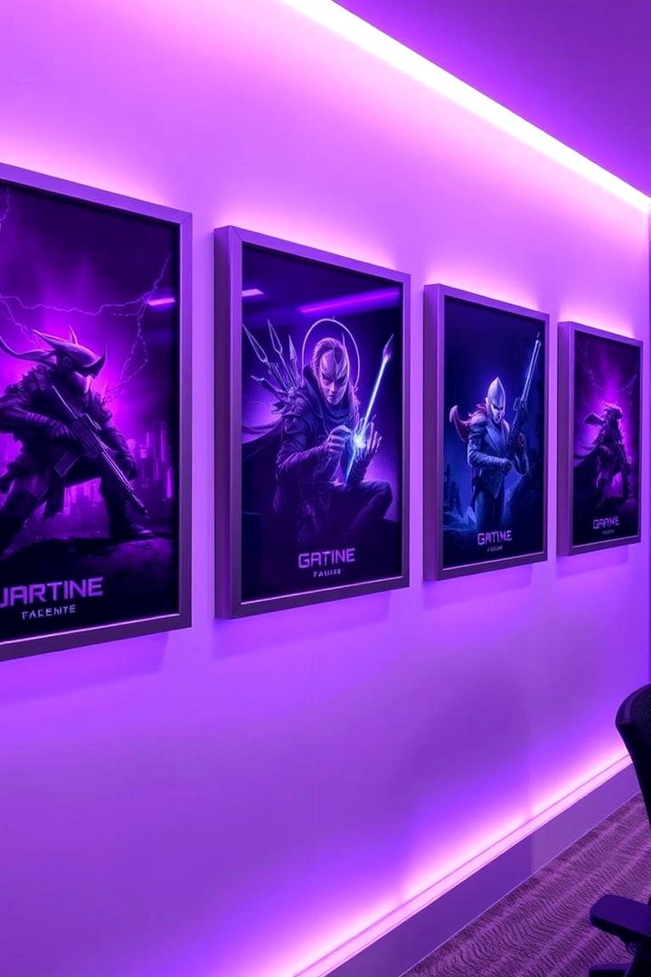 Artistic Purple Gaming Posters and Decor - 22 Purple Gaming Setup Ideas