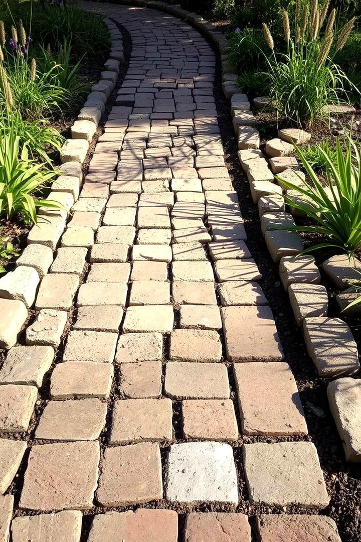 Artistic Recycled Material Walkway - 22 Sloped Walkway Ideas