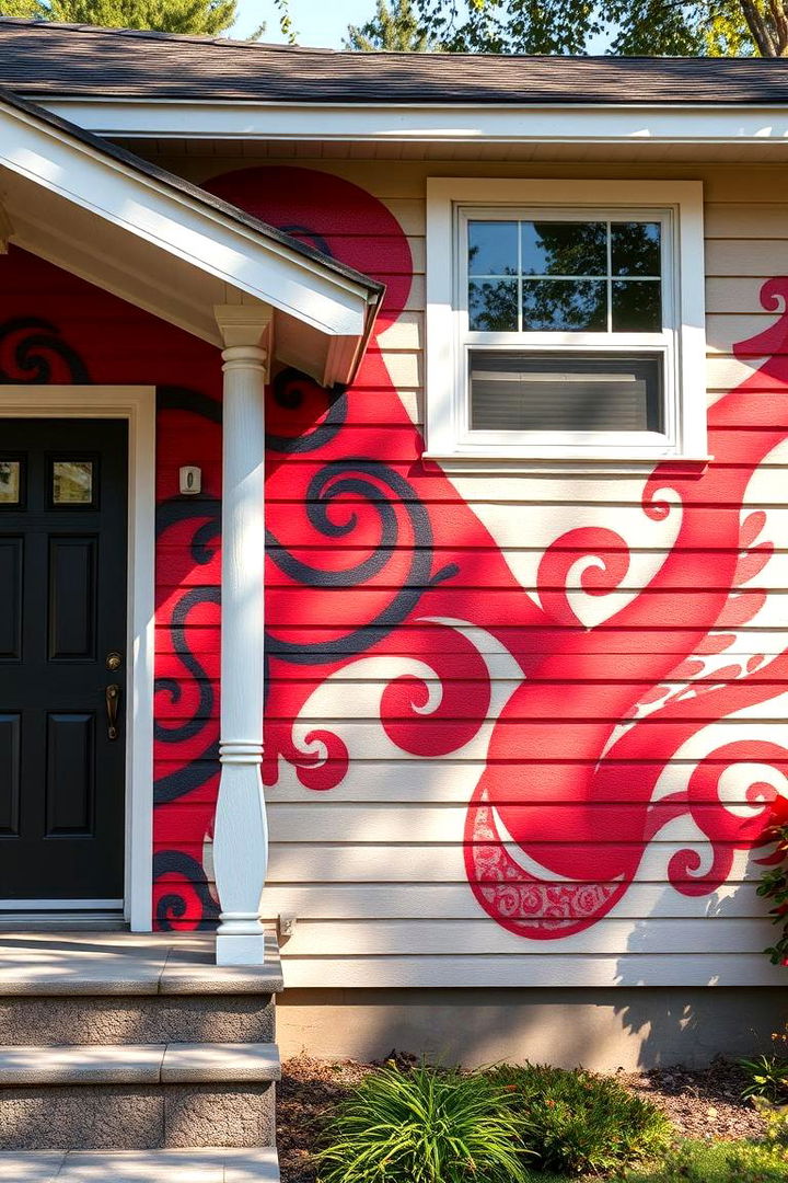 Artistic Red Accent Murals - 22 Dark Red House Exterior Ideas
