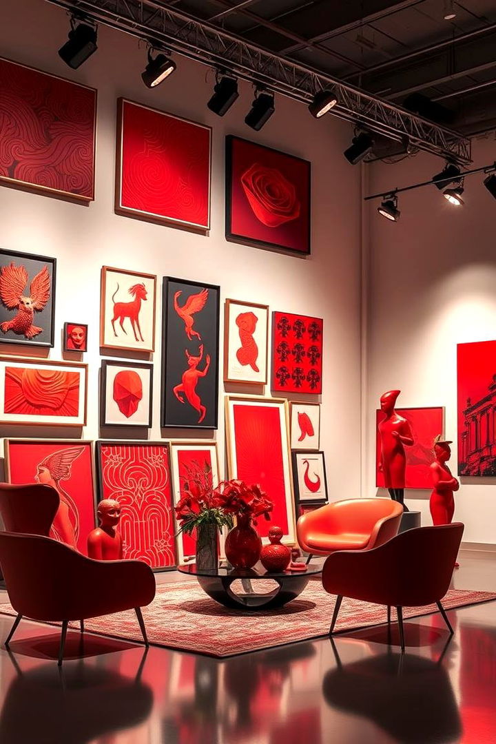 Artistic Red Display - 22 Red Bedroom Ideas