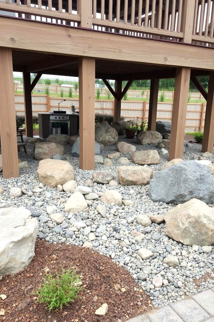 Artistic Rock Garden - 22 Under Deck Landscaping Ideas