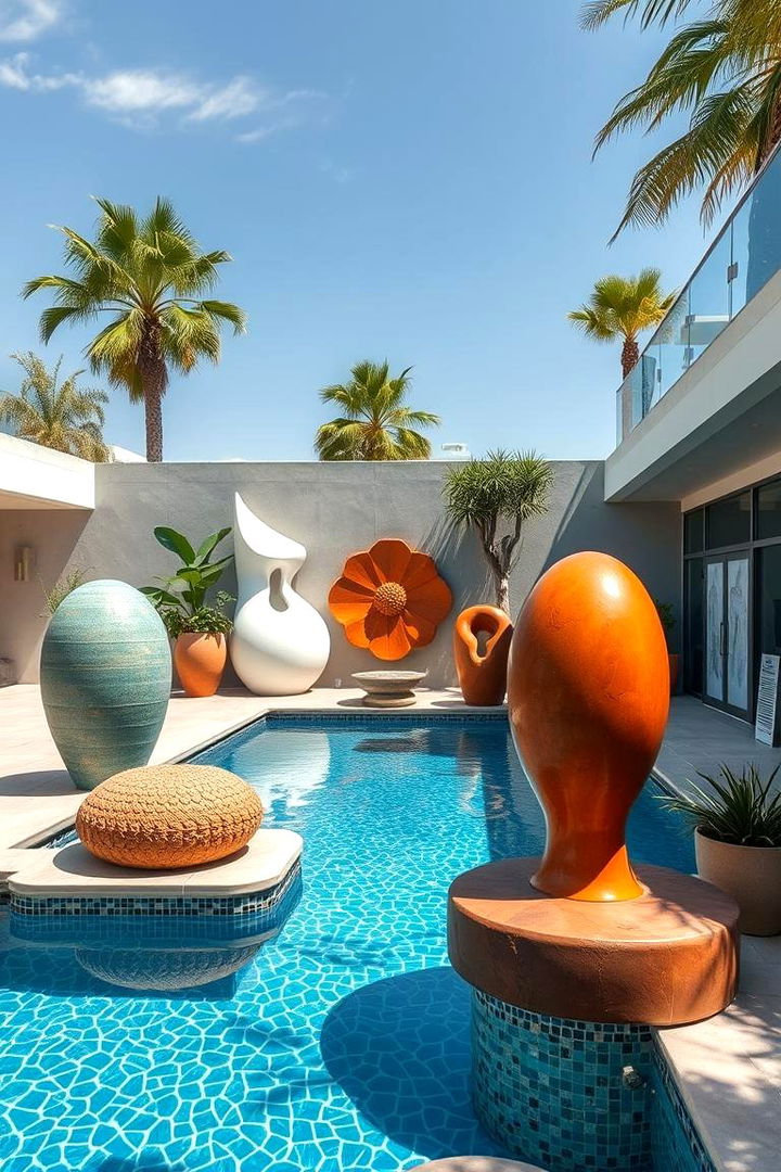 Artistic Sculptural Elements - 22 Pool Landscaping Ideas