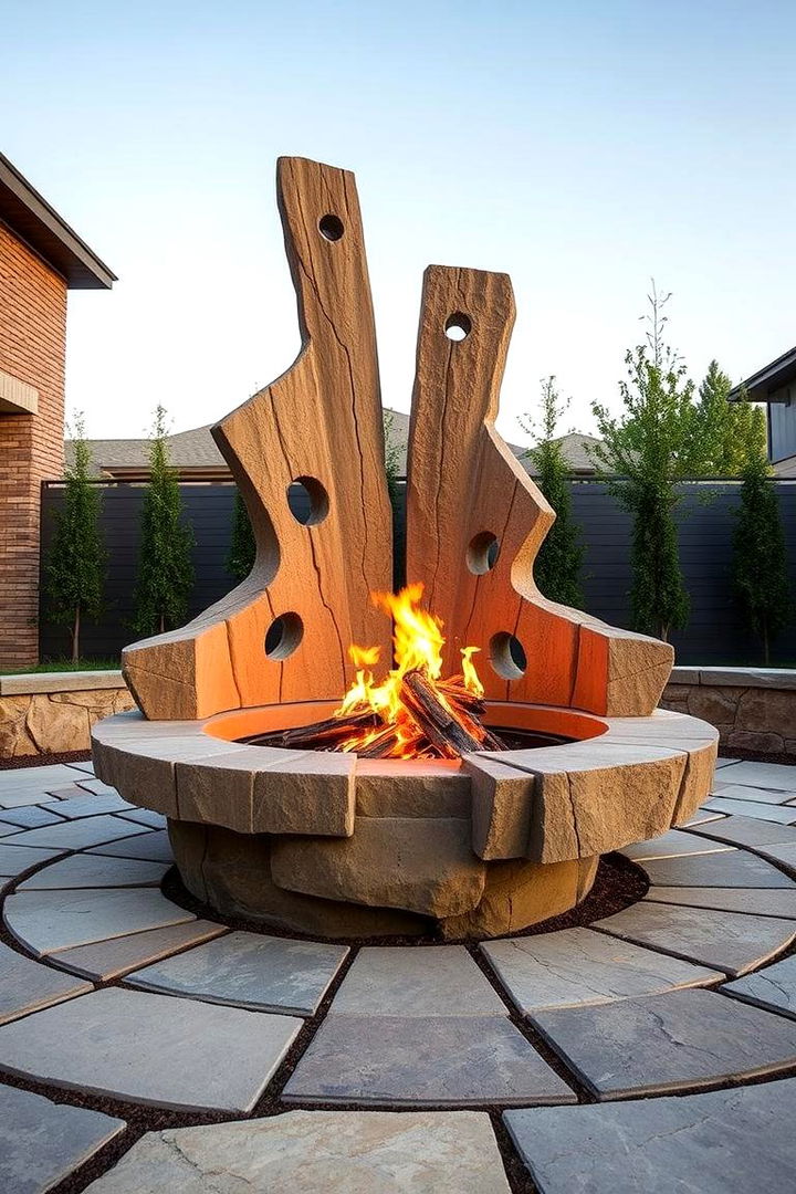 Artistic Sculptural Pit - 22 Sunken Fire Pit Ideas