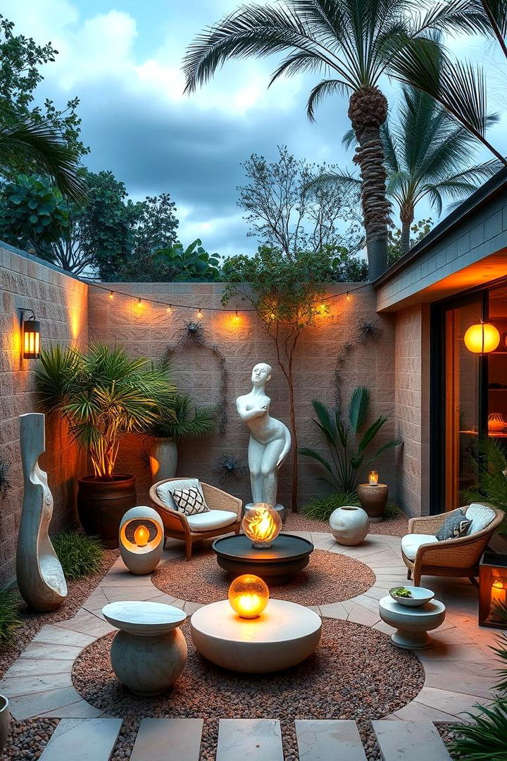 Artistic Sculptural Setting - 22 Sunken Patio Ideas
