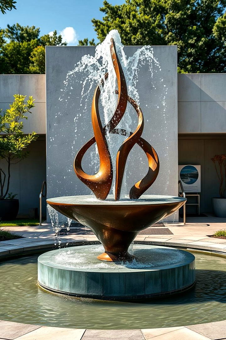 Artistic Sculpture Fountain - 22 Backyard Fountain Ideas