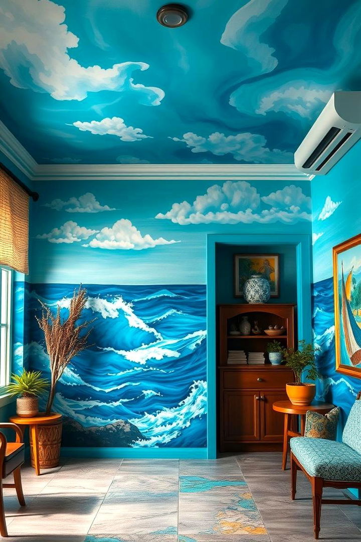 Artistic Seascape Murals - 22 Beach Themed Bedroom Ideas