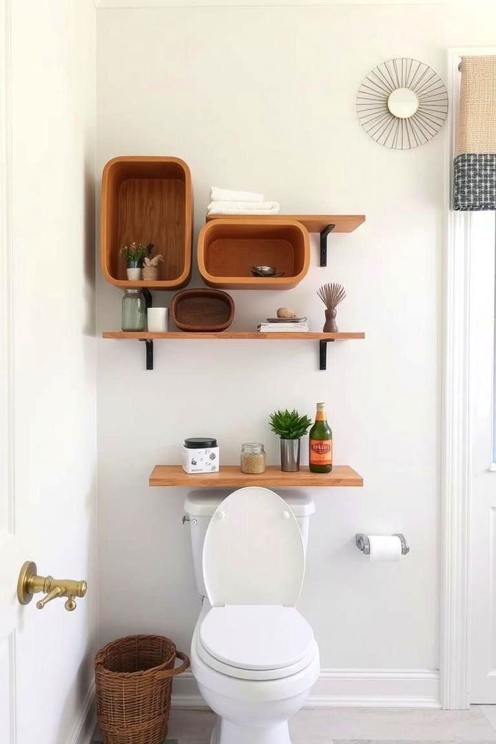 Artistic Shelving Display - 22 Over Toilet Storage Ideas