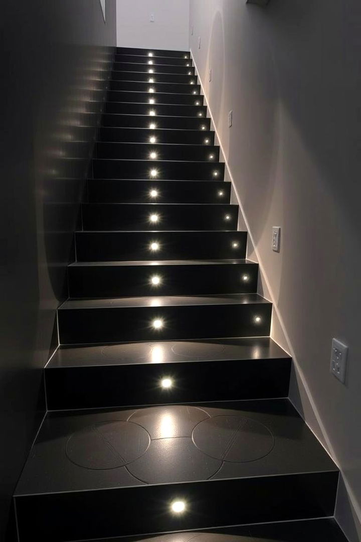 Artistic Staircase with Integrated LED Lighting - 22 black staircase ideas