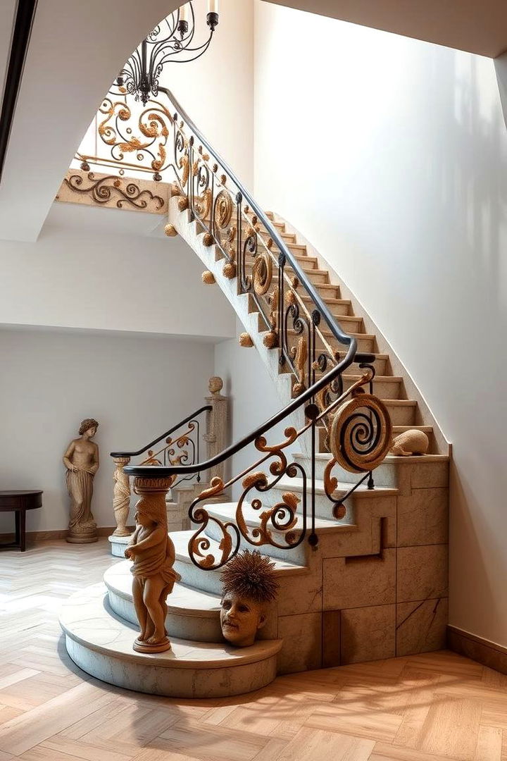 Artistic Staircase with Sculptural Elements - 22 Staircase Ideas