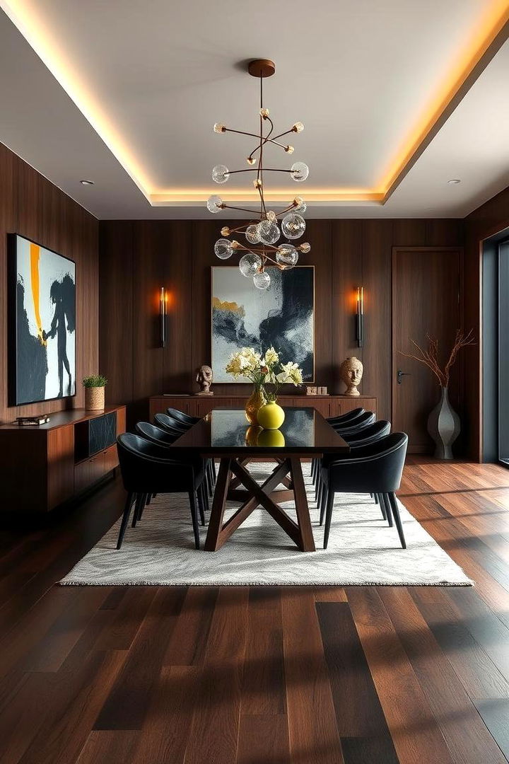 Artistic Statement Dining - 22 dark wood floor dining room ideas