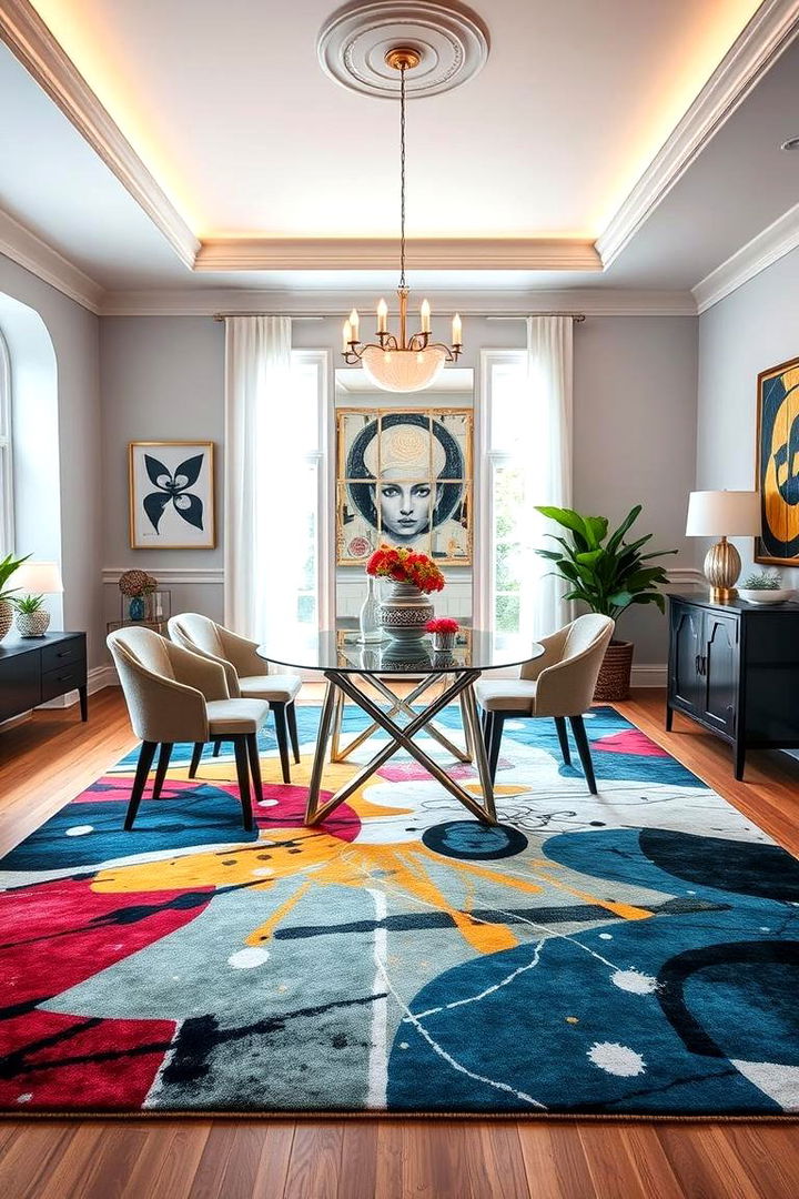 Artistic Statement Piece - 22 Carpeted Dining Room Ideas