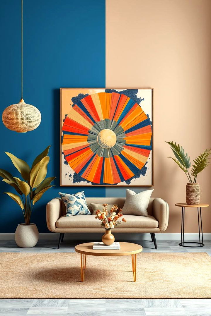Artistic Statement Pieces - 22 blue and beige living room ideas