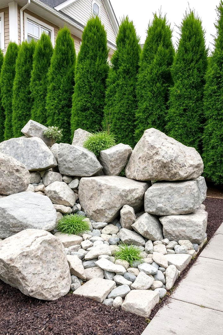 Artistic Stone Accents - 22 Front Yard Landscaping Ideas