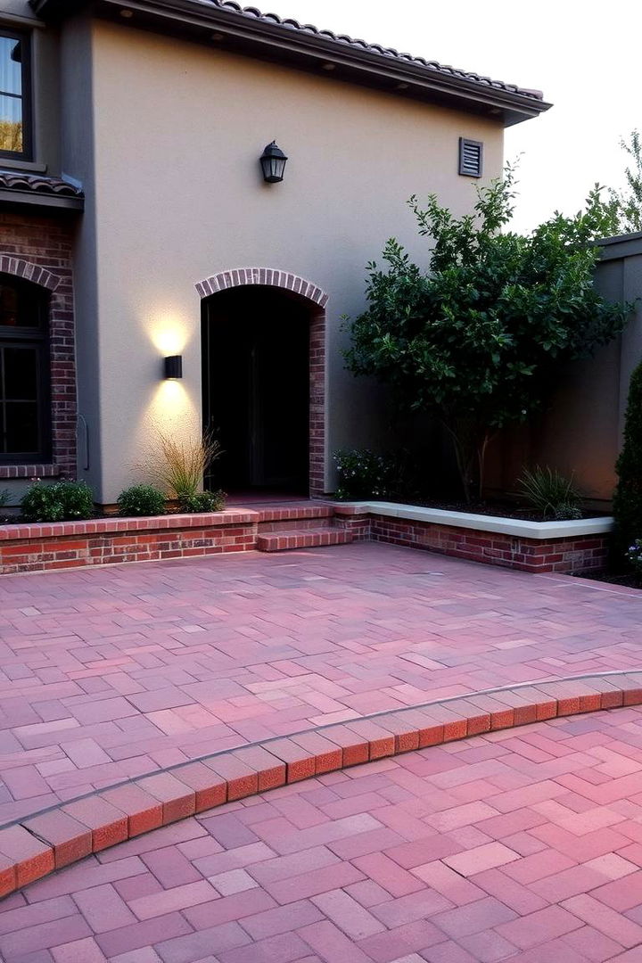 Artistic Stucco Accented Patio - 22 Brick Patio Ideas