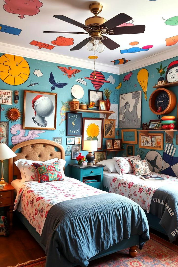 Artistic Themed Decor - 22 Twin Bedroom Ideas