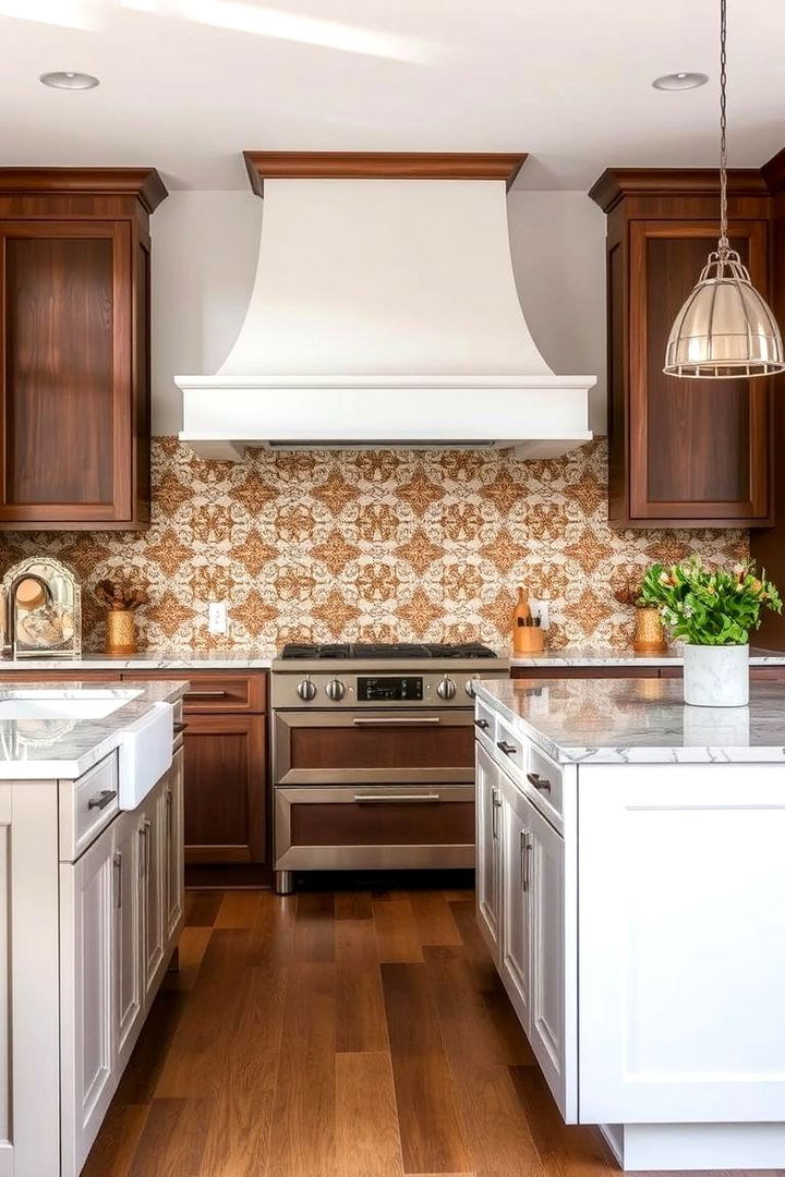 Artistic Tile Backdrops - 22 Farmhouse Kitchen Island Ideas