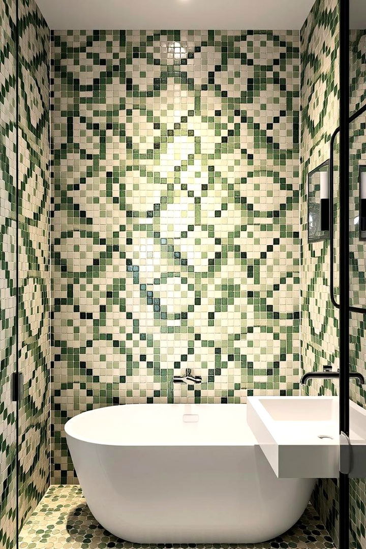 Artistic Tile Installations - 22 Sage Green and Cream Bathroom Ideas